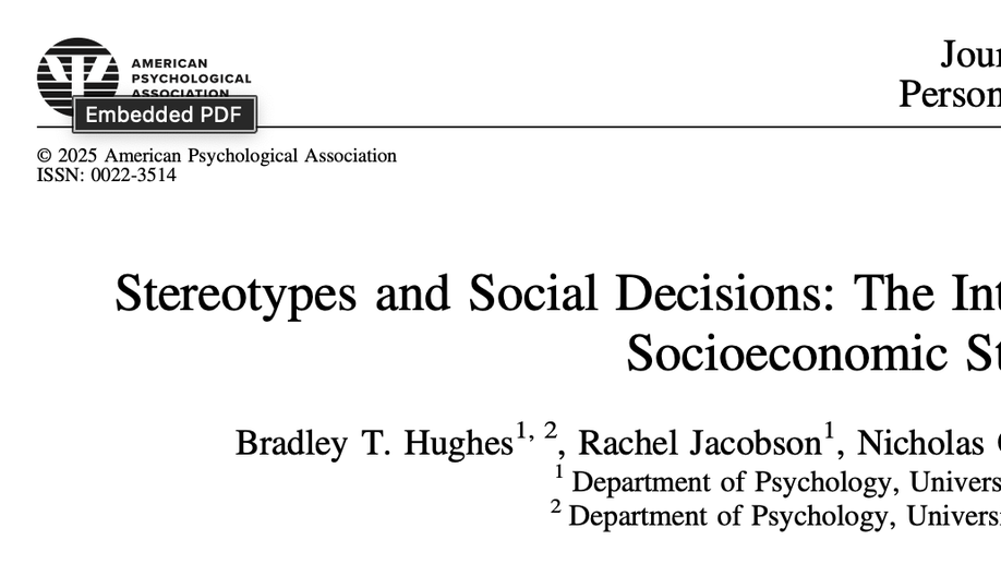 Stereotypes and social decisions: The interpersonal consequences of socioeconomic status